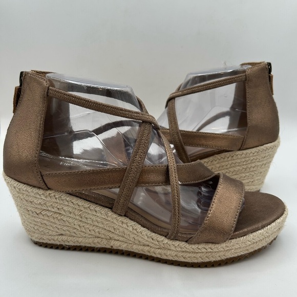 New Eileen Fisher Wanda Espadrille Platform Wedge Sandal, Metallic Bronze 9.5 - Picture 2 of 10